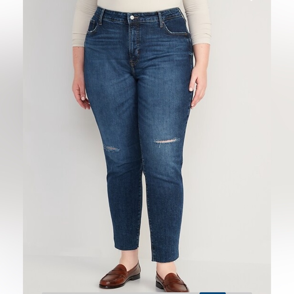 High-waisted O.G. Straight ripped cut-off jeans